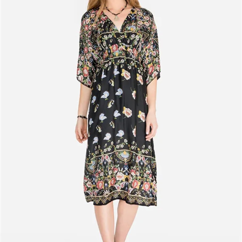 Johnny Was Mayann Dress 100% silk, like new